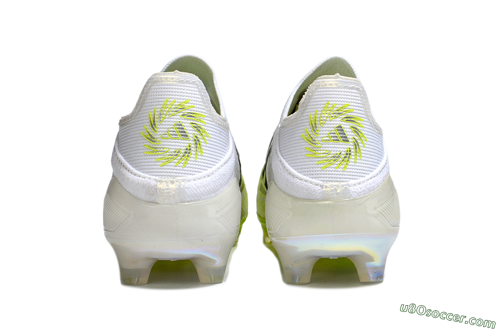 Adidas F50+ Elite Laceless FG Firm Ground Soccer Cleats - White/Electric Yellow/Iridescent Silver 5