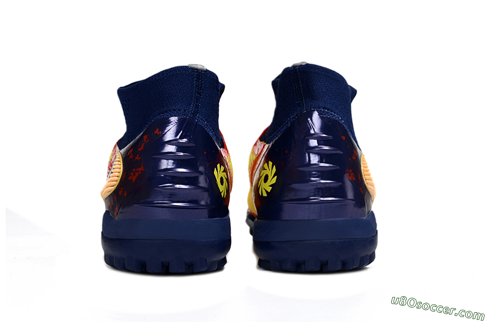 Nike Phantom 6 Elite High TF Artificial Turf Soccer Shoes - Orange/Fiery Orange/Deep Blue 5