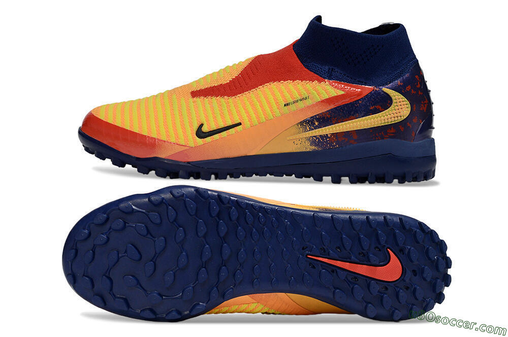 Nike Phantom 6 Elite High TF Artificial Turf Soccer Shoes - Orange/Fiery Orange/Deep Blue 0