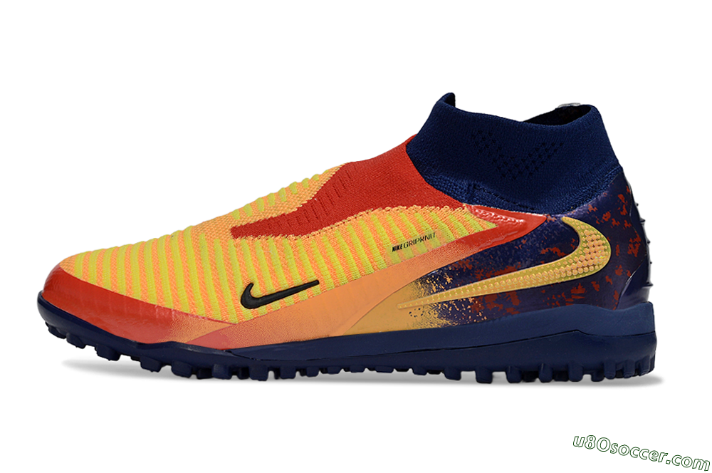 Nike Phantom 6 Elite High TF Artificial Turf Soccer Shoes - Orange/Fiery Orange/Deep Blue 2