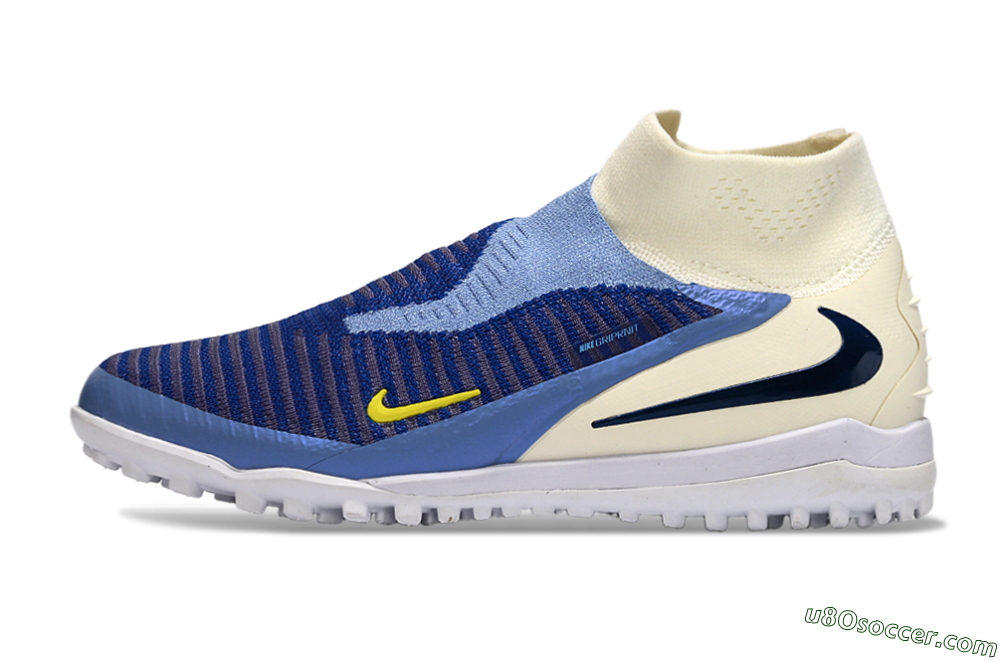 Nike Phantom 6 Elite High TF Artificial Turf Soccer Shoes - Blue/Light Blue/Navy Blue 2