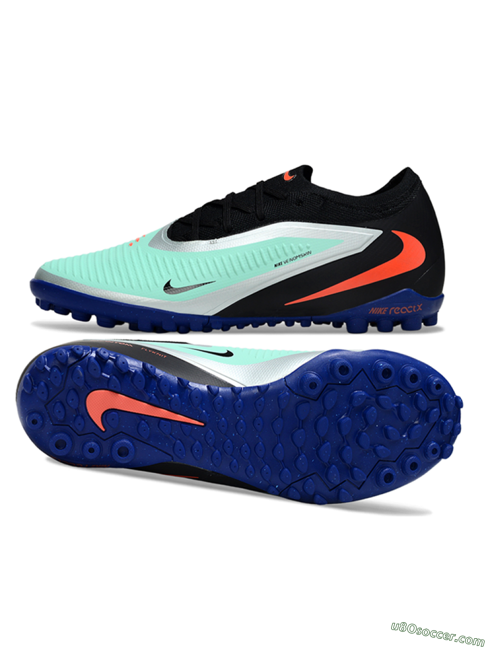 Nike Phantom 6 Low Elite TF Artificial Turf Soccer Shoes - Aqua/Coral Blue/Slate Black 0