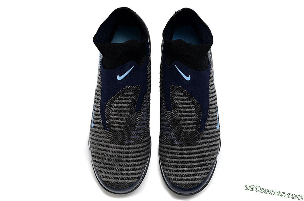 Nike Phantom 6 Elite TF Artificial Turf Soccer Shoes - Black/Navy Blue/Sky Blue 4
