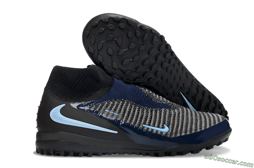 Nike Phantom 6 Elite TF Artificial Turf Soccer Shoes - Black/Navy Blue/Sky Blue 1