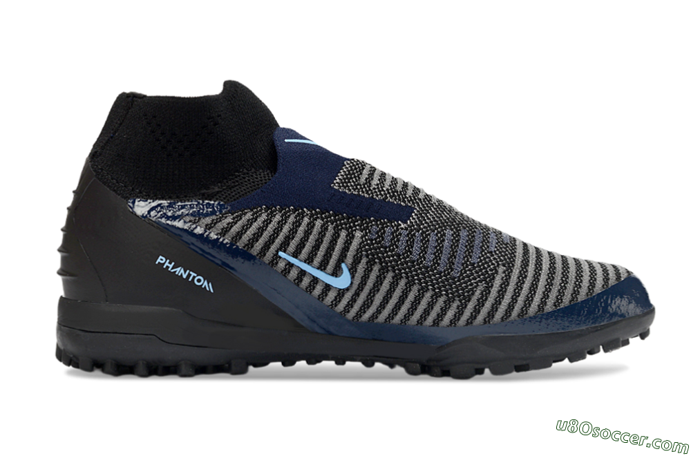 Nike Phantom 6 Elite TF Artificial Turf Soccer Shoes - Black/Navy Blue/Sky Blue 7