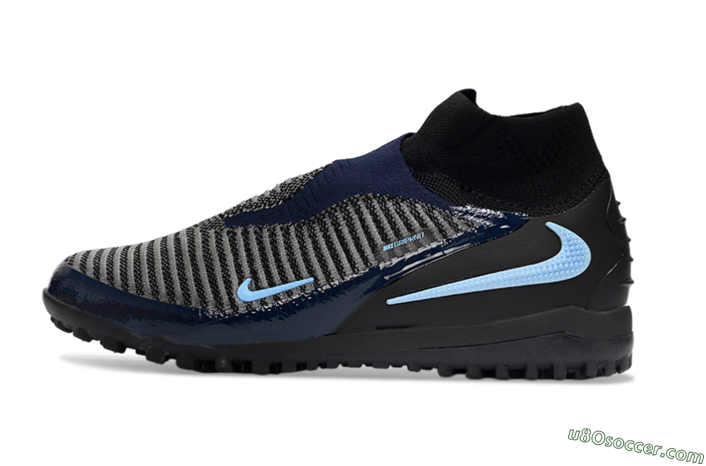 Nike Phantom 6 Elite TF Artificial Turf Soccer Shoes - Black/Navy Blue/Sky Blue 2
