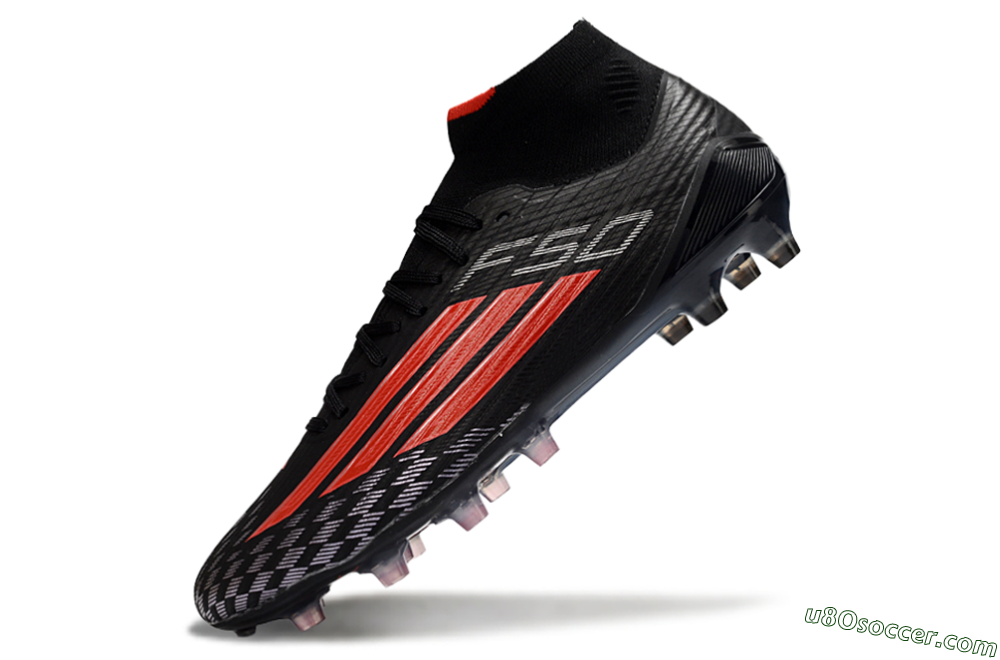 Adidas F50 Pro Mid FG Firm Ground Soccer Cleats - Black/Scarlet Red/Graphite Black 5