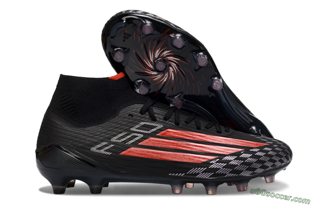 Adidas F50 Pro Mid FG Firm Ground Soccer Cleats - Black/Scarlet Red/Graphite Black 1