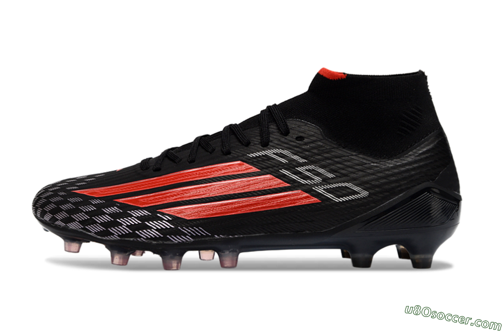 Adidas F50 Pro Mid FG Firm Ground Soccer Cleats - Black/Scarlet Red/Graphite Black 2