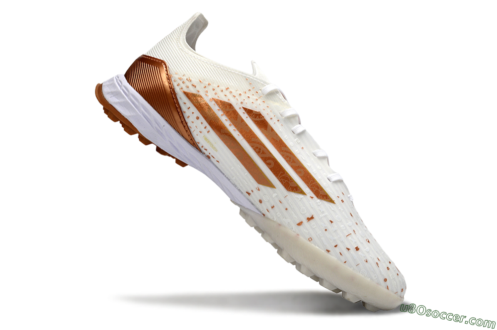 Adidas F50 Pro TF Artificial Turf Soccer Shoes - White/Copper Gold/White 4