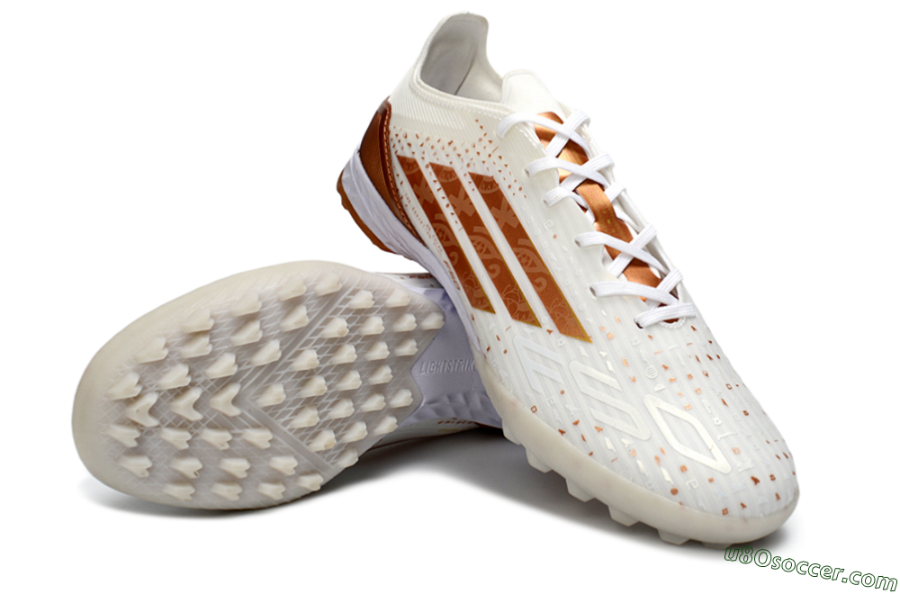 Adidas F50 Pro TF Artificial Turf Soccer Shoes - White/Copper Gold/White 3