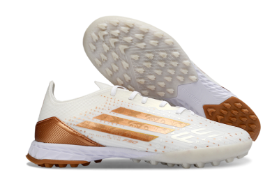 Adidas F50 Pro TF Artificial Turf Soccer Shoes - White/Copper Gold/White