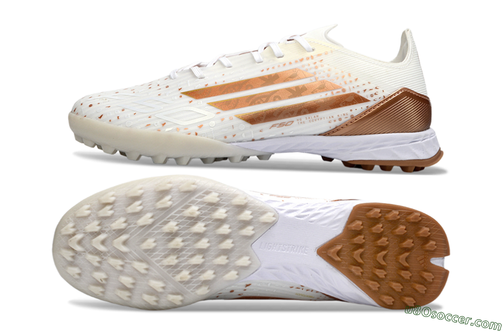 Adidas F50 Pro TF Artificial Turf Soccer Shoes - White/Copper Gold/White 0