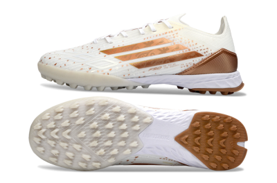 Adidas F50 Pro TF Artificial Turf Soccer Shoes - White/Copper Gold/White