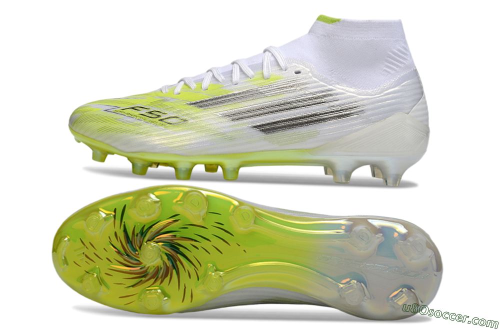 Adidas F50 Pro Mid FG Firm Ground Soccer Cleats - Yellow/Vibrant Lime/Sleek White 0
