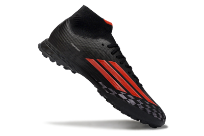 Adidas F50 Pro Mid TF Artificial Turf Soccer Shoes - Black/Fiery Red/Graphite Black
