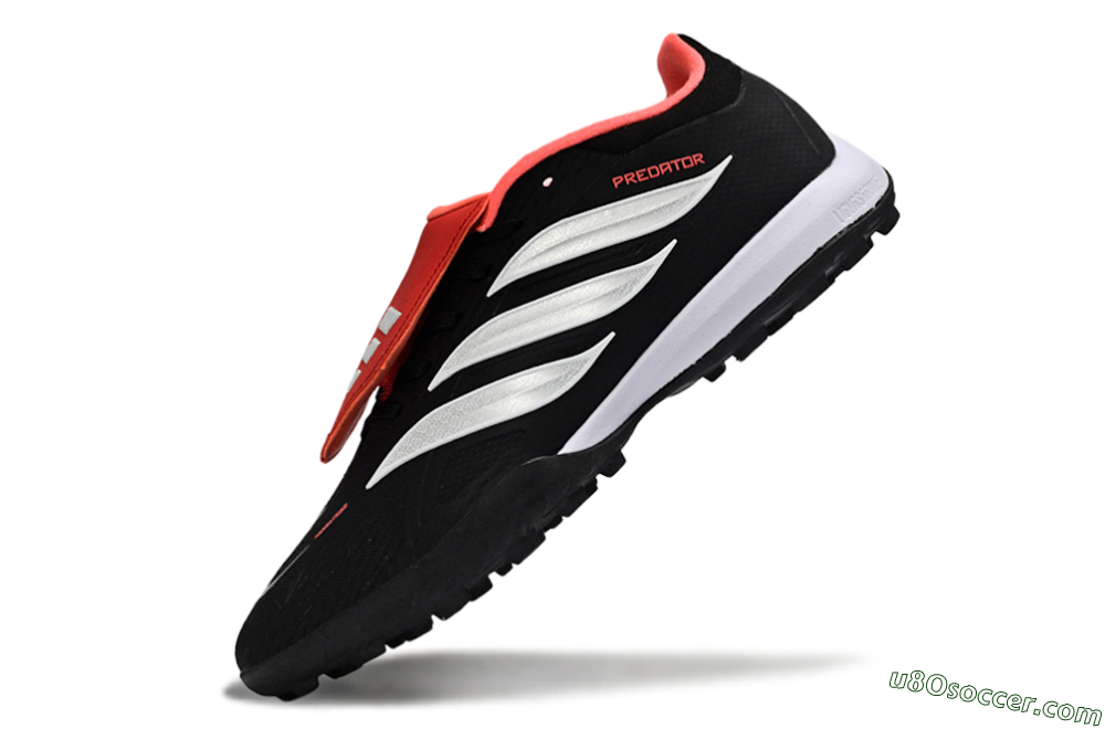 Adidas Predator 25 Elite Fold-Over Tongue TF Artificial Turf Soccer Shoes - Black/Fiery Red/White 5