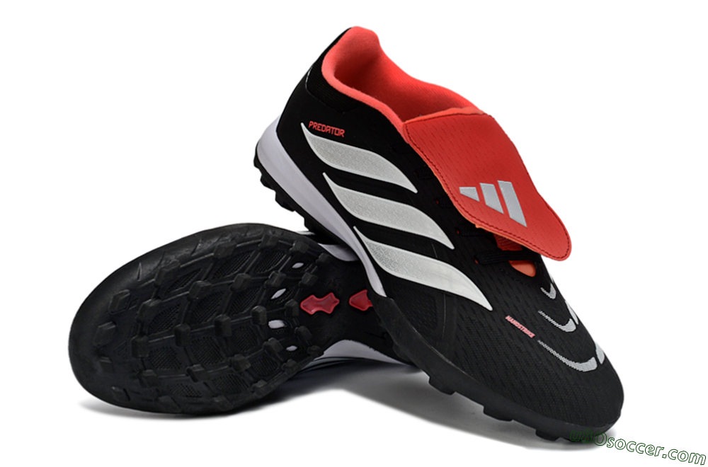 Adidas Predator 25 Elite Fold-Over Tongue TF Artificial Turf Soccer Shoes - Black/Fiery Red/White 3
