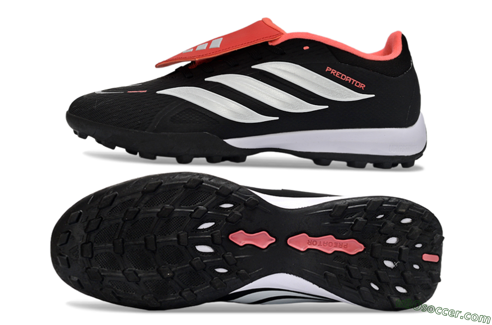 Adidas Predator 25 Elite Fold-Over Tongue TF Artificial Turf Soccer Shoes - Black/Fiery Red/White 0