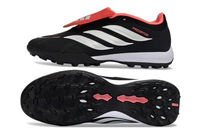Adidas Predator 25 Elite Fold-Over Tongue TF Artificial Turf Soccer Shoes - Black/Fiery Red/White