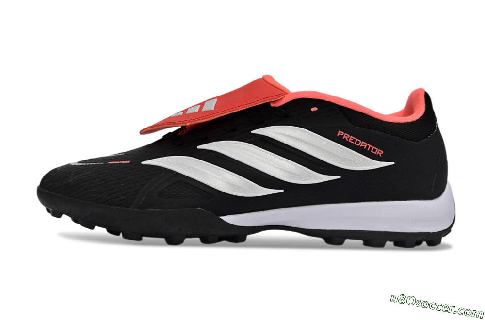 Adidas Predator 25 Elite Fold-Over Tongue TF Artificial Turf Soccer Shoes - Black/Fiery Red/White 2