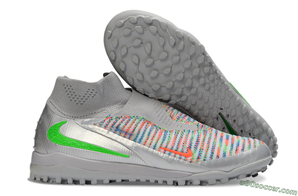 Nike Phantom 6 Elite TF Artificial Turf Soccer Shoes - Grey/Electric Green/Pink Sport 1