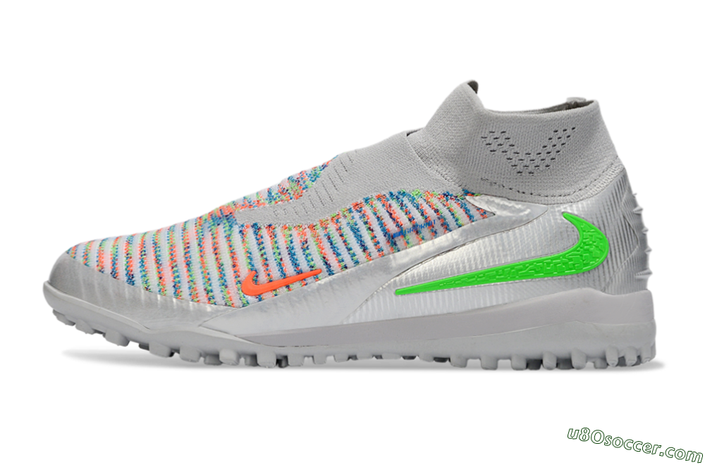 Nike Phantom 6 Elite TF Artificial Turf Soccer Shoes - Grey/Electric Green/Pink Sport 2