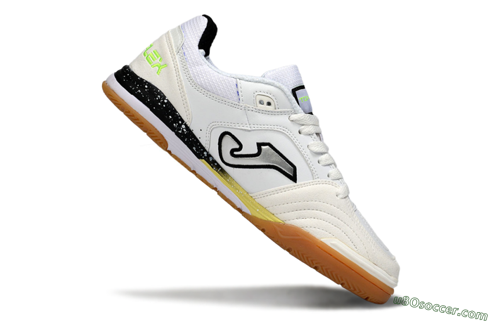 Joma Top Flex IC Indoor & Futsal Soccer Shoes - White/Black/Neon Green 4
