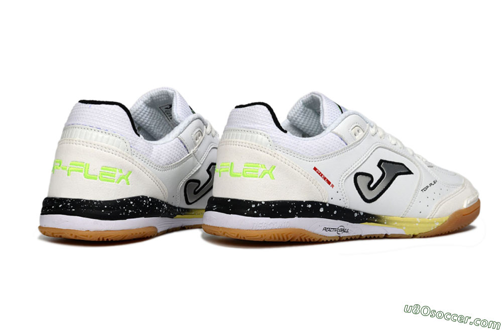 Joma Top Flex IC Indoor & Futsal Soccer Shoes - White/Black/Neon Green 6