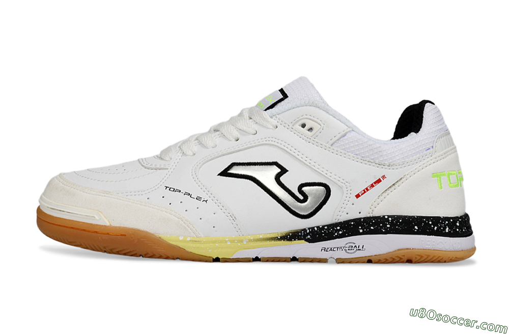 Joma Top Flex IC Indoor & Futsal Soccer Shoes - White/Black/Neon Green 2