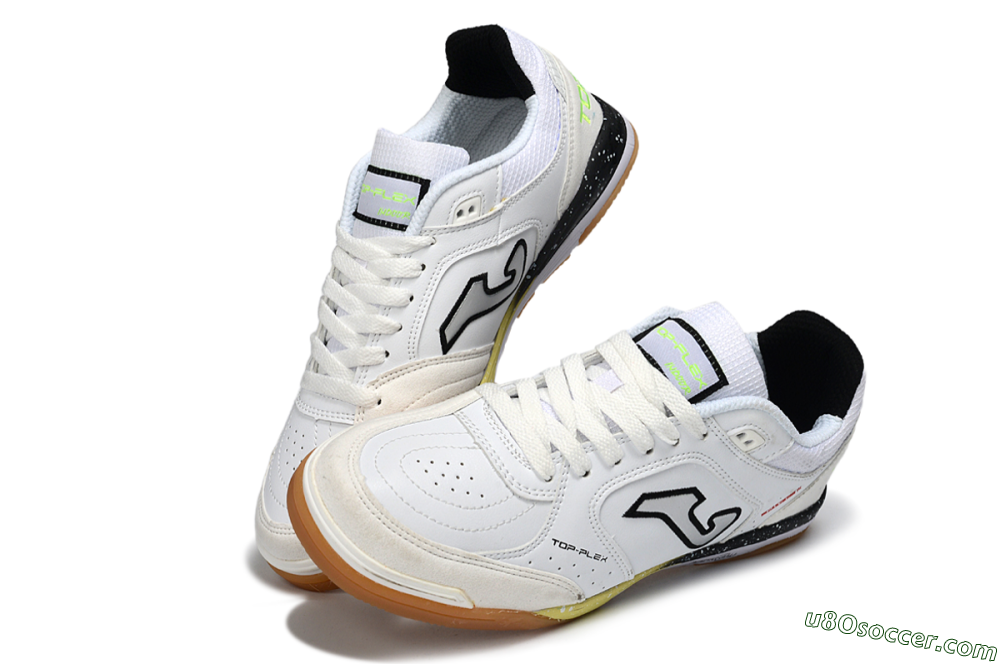 Joma Top Flex IC Indoor & Futsal Soccer Shoes - White/Black/Neon Green 3
