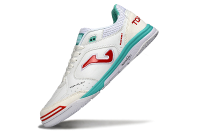 Joma Top Flex IC Indoor & Futsal Soccer Shoes - White/Aqua Blue/Red