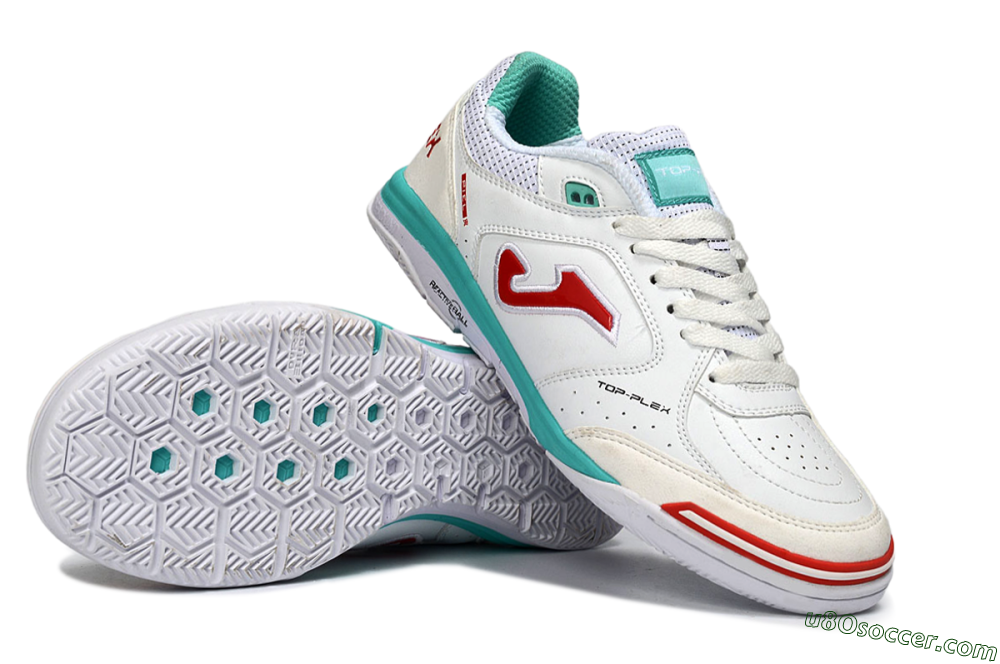 Joma Top Flex IC Indoor & Futsal Soccer Shoes - White/Aqua Blue/Red 0