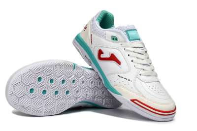 Joma Top Flex IC Indoor & Futsal Soccer Shoes - White/Aqua Blue/Red