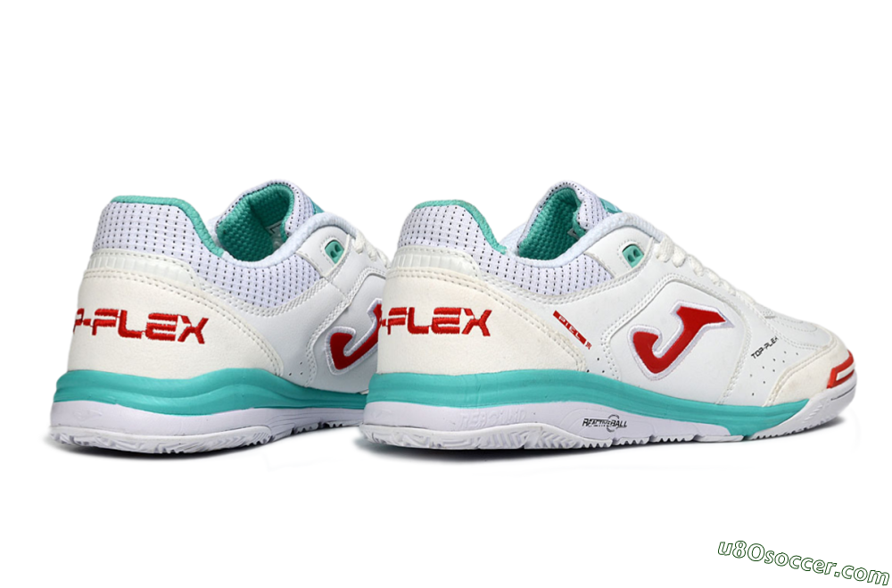Joma Top Flex IC Indoor & Futsal Soccer Shoes - White/Aqua Blue/Red 6