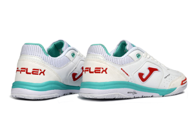 Joma Top Flex IC Indoor & Futsal Soccer Shoes - White/Aqua Blue/Red