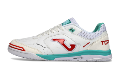 Joma Top Flex IC Indoor & Futsal Soccer Shoes - White/Aqua Blue/Red