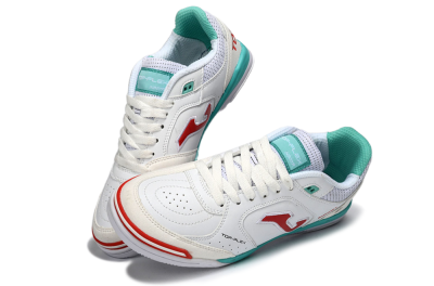 Joma Top Flex IC Indoor & Futsal Soccer Shoes - White/Aqua Blue/Red