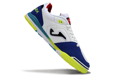 Joma Top Flex IC Indoor & Futsal Soccer Shoes - White/Electric Yellow/Deep Blue