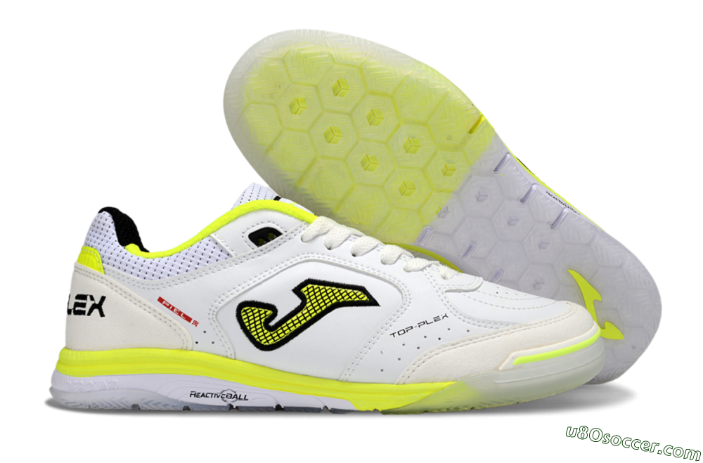 Joma Top Flex IC Indoor & Futsal Soccer Shoes - White/Neon Yellow/Black 1