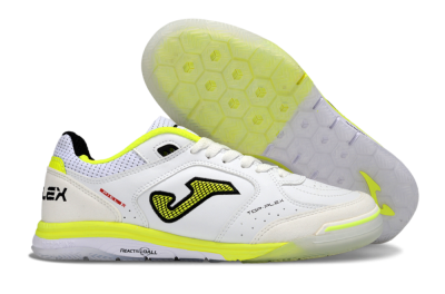 Joma Top Flex IC Indoor & Futsal Soccer Shoes - White/Neon Yellow/Black