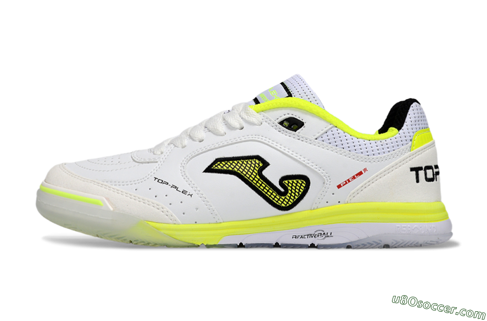 Joma Top Flex IC Indoor & Futsal Soccer Shoes - White/Neon Yellow/Black 2