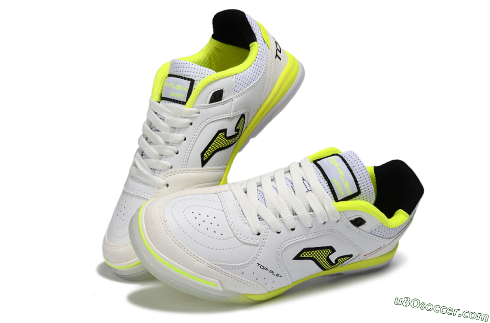 Joma Top Flex IC Indoor & Futsal Soccer Shoes - White/Neon Yellow/Black 3