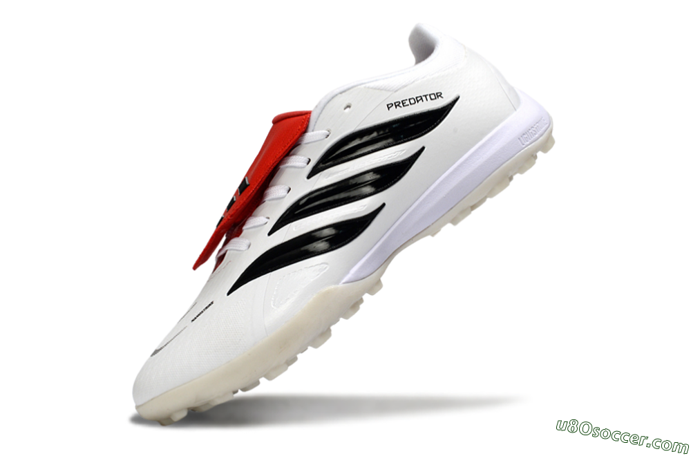 Adidas Predator 26 Elite Fold-Over Tongue TF Artificial Turf Soccer Shoes - White/Crimson Red/Black 5
