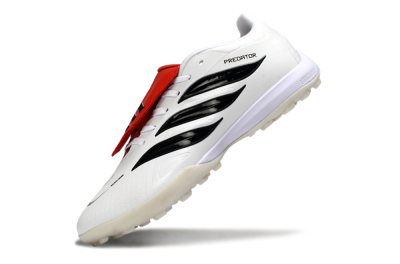 Adidas Predator 26 Elite Fold-Over Tongue TF Artificial Turf Soccer Shoes - White/Crimson Red/Black