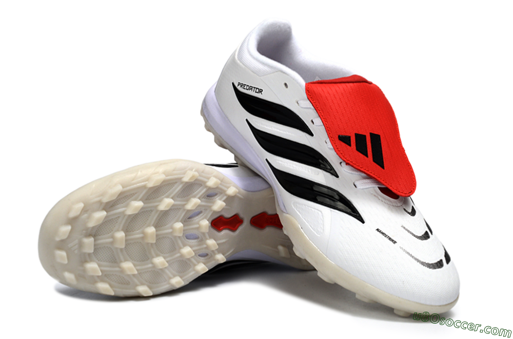Adidas Predator 26 Elite Fold-Over Tongue TF Artificial Turf Soccer Shoes - White/Crimson Red/Black 3