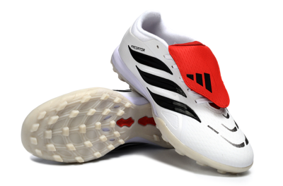 Adidas Predator 26 Elite Fold-Over Tongue TF Artificial Turf Soccer Shoes - White/Crimson Red/Black