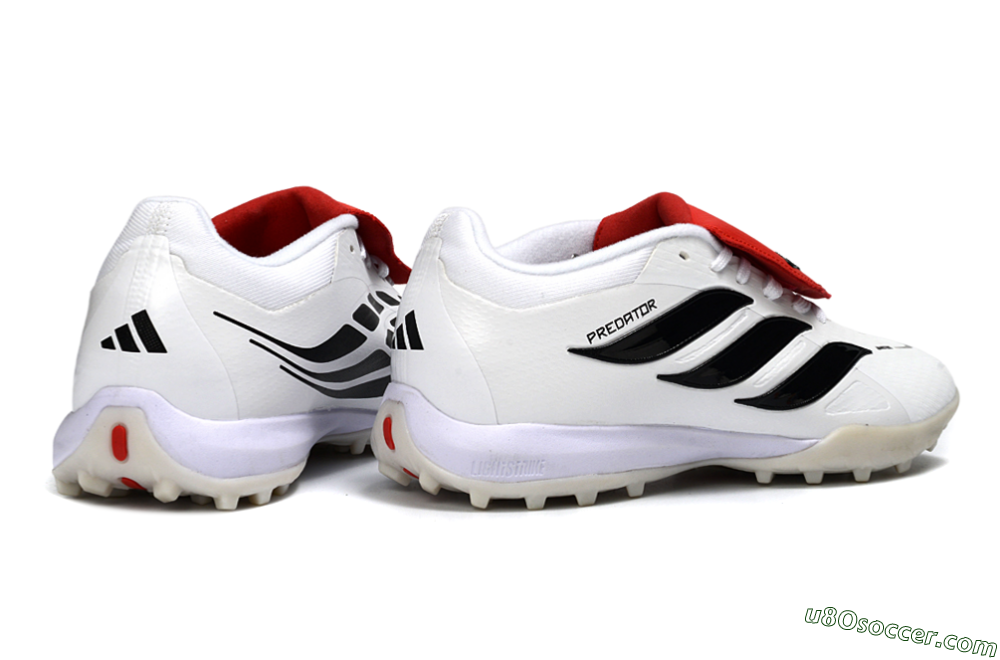 Adidas Predator 26 Elite Fold-Over Tongue TF Artificial Turf Soccer Shoes - White/Crimson Red/Black 6