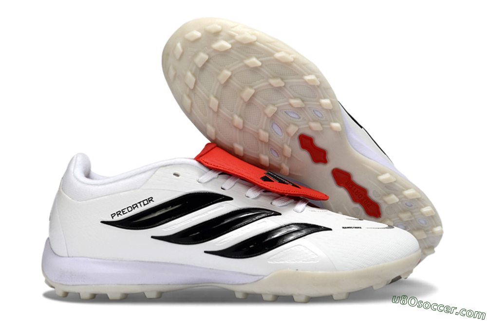 Adidas Predator 26 Elite Fold-Over Tongue TF Artificial Turf Soccer Shoes - White/Crimson Red/Black 1