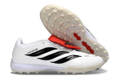 Adidas Predator 26 Elite Fold-Over Tongue TF Artificial Turf Soccer Shoes - White/Crimson Red/Black